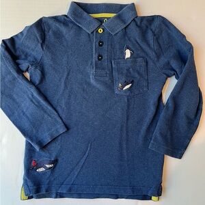 Mini Boden Penguin Long Sleeve Polo, 5-6Y